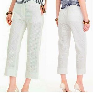 J. Crew White Eyelet Cropped, Straight Leg Patio Pants. Size 8. EUC